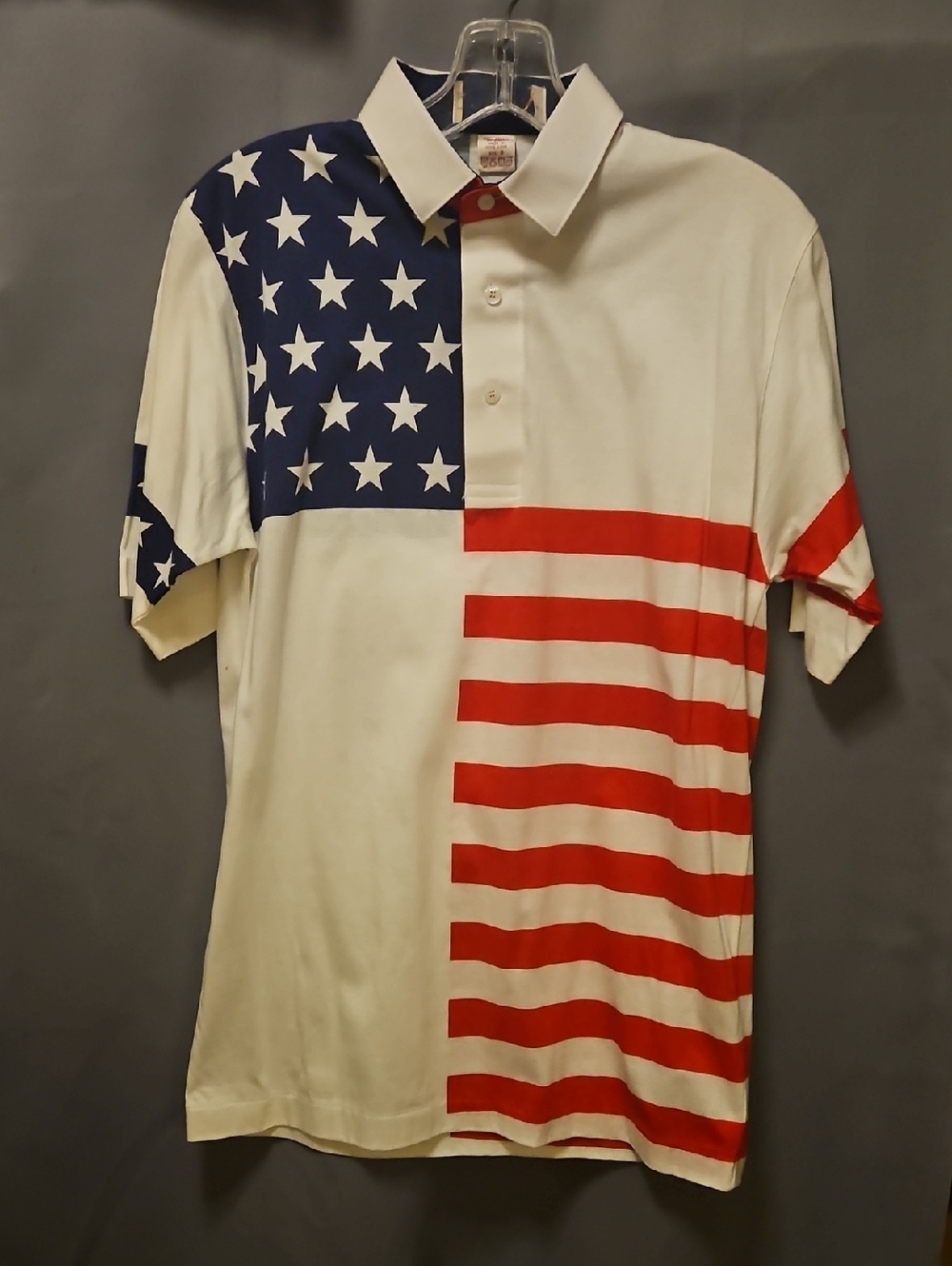 Stars & Stripes Polo Shirt - White/Red/Blue Womens Sz S